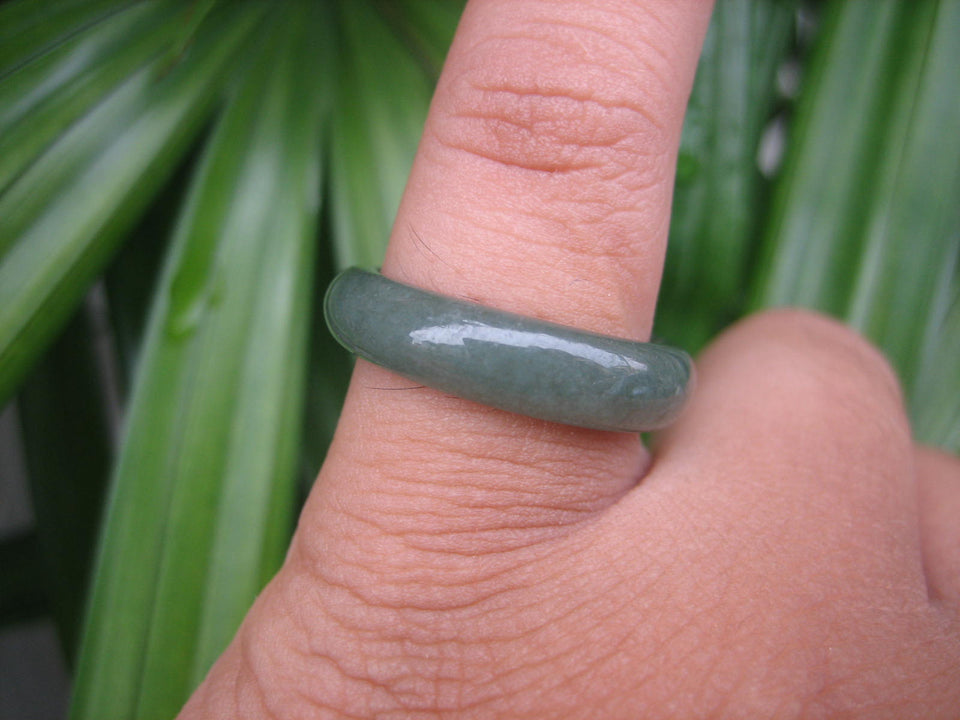 Natural Jadeite Jade ring Thailand jewelry stone mineral size 7 US  EA 066