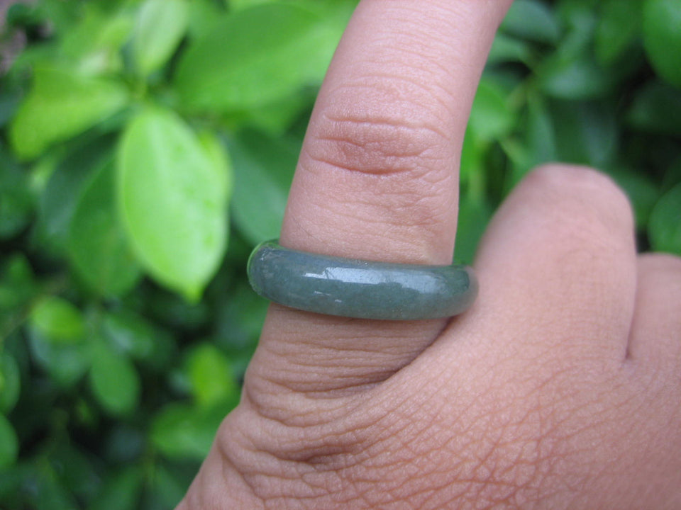 Natural Jadeite Jade ring Thailand jewelry stone mineral size 7 US  EA 062