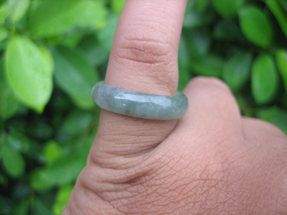 Natural Jadeite Jade ring Thailand jewelry stone mineral size 7 US  EA 063