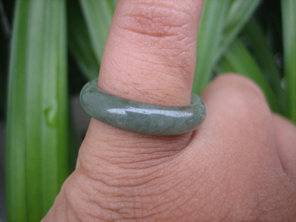 Natural Jadeite Jade ring Thailand jewelry stone mineral size 7 US  EA 067
