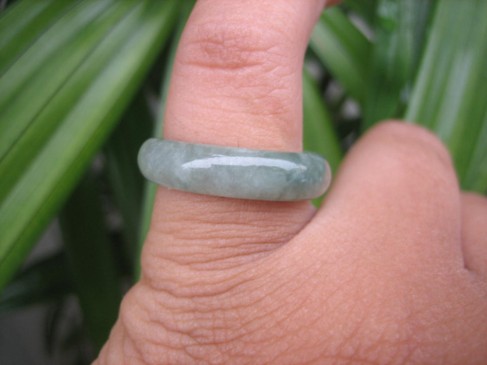 Natural Jadeite Jade ring Thailand jewelry stone mineral size 6.75 US  EA 068