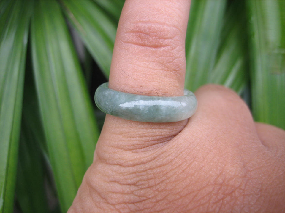 Natural Jadeite Jade ring Thailand jewelry stone mineral size 6.75 US  EA 068