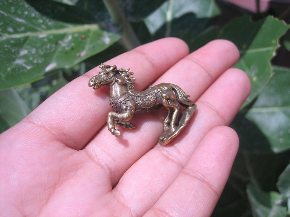 Set 3 Brass Lucky Amulet Horse Statue Buddhist Blessing Thailand A3655