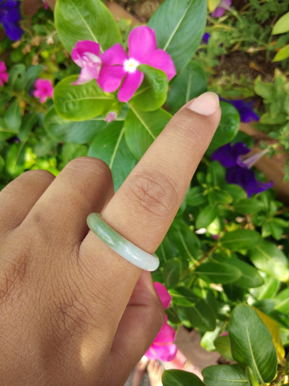 Natural Jadeite Jade ring Thailand jewelry stone mineral size  10.5 US  EB 065
