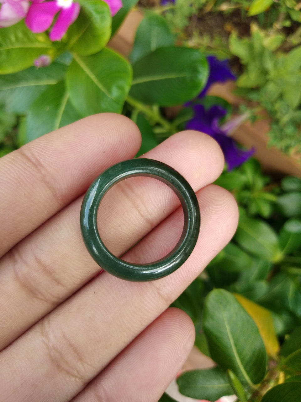 Natural Jadeite Jade ring Thailand jewelry stone mineral size  7.75 US  EB 067