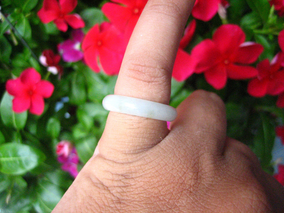 Natural Jadeite Jade ring Thailand jewelry stone mineral size  6.5 US  EB 095