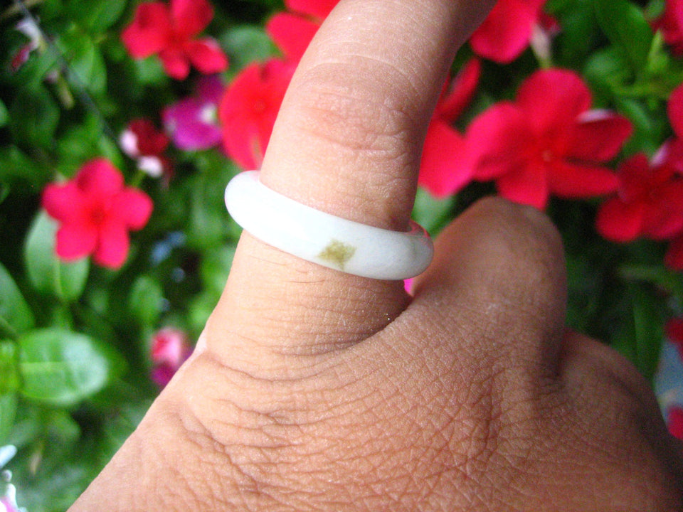 Natural Jadeite Jade ring Thailand jewelry stone mineral size  6.5 US  EB 095