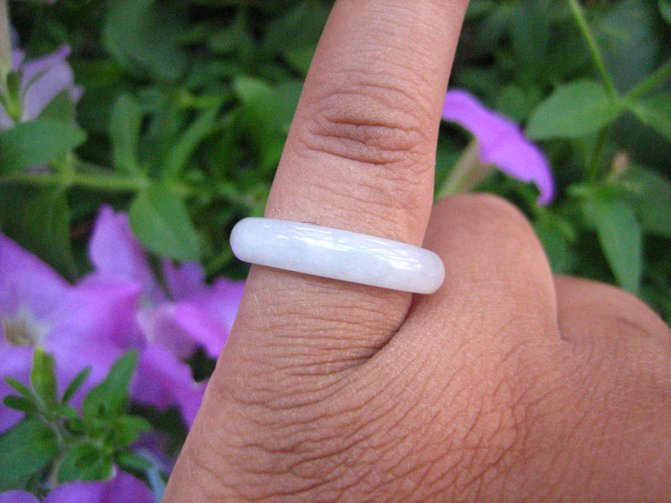 Natural Jadeite Jade ring Thailand jewelry stone mineral size  6.5 US  EB 110