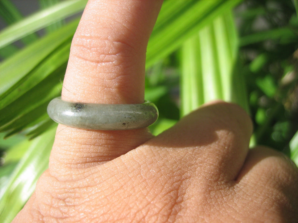 Natural Jadeite Jade ring Thailand jewelry stone mineral size 7 US  EA 097