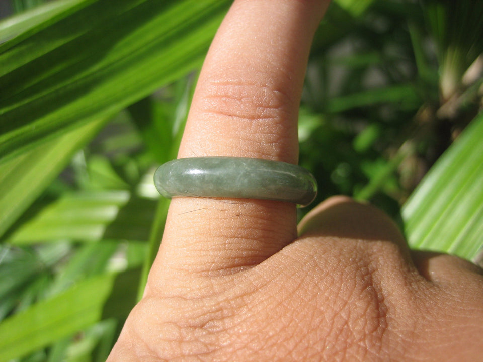 Natural Jadeite Jade ring Thailand jewelry stone mineral size 7 US  EA 096