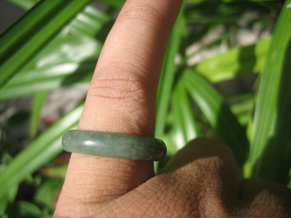 Natural Jadeite Jade ring Thailand jewelry stone mineral size 7 US  EA 094