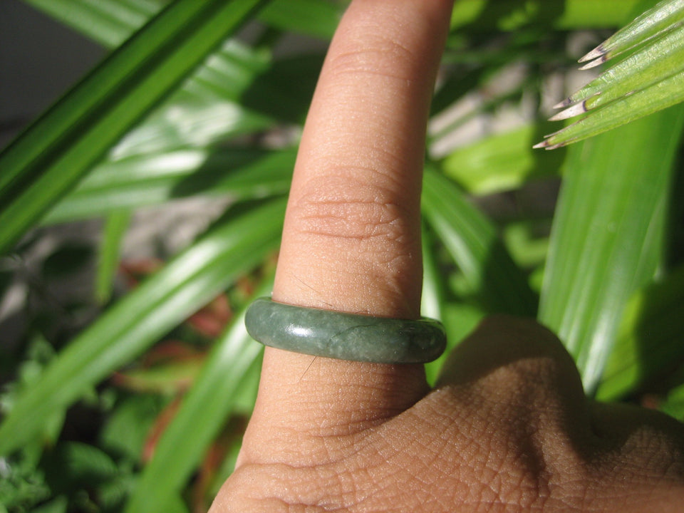 Natural Jadeite Jade ring Thailand jewelry stone mineral size 7 US  EA 094