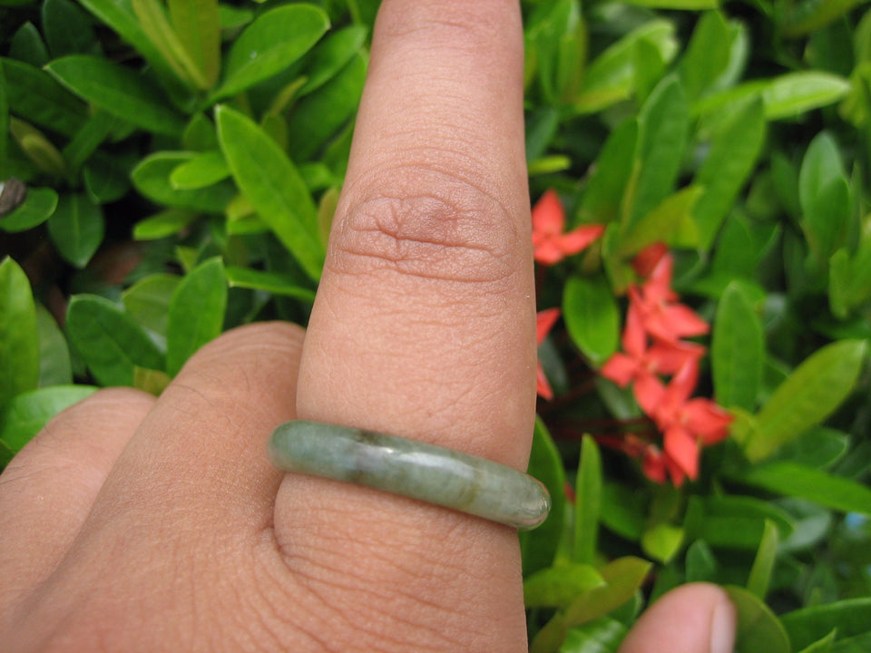Natural Jadeite Jade ring Thailand jewelry stone mineral size  9.5 US  EB 034