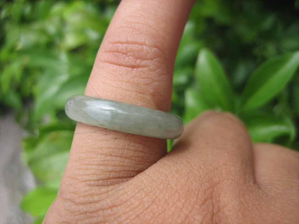 Natural Jadeite Jade ring Thailand jewelry stone mineral size  7 US  EB 049