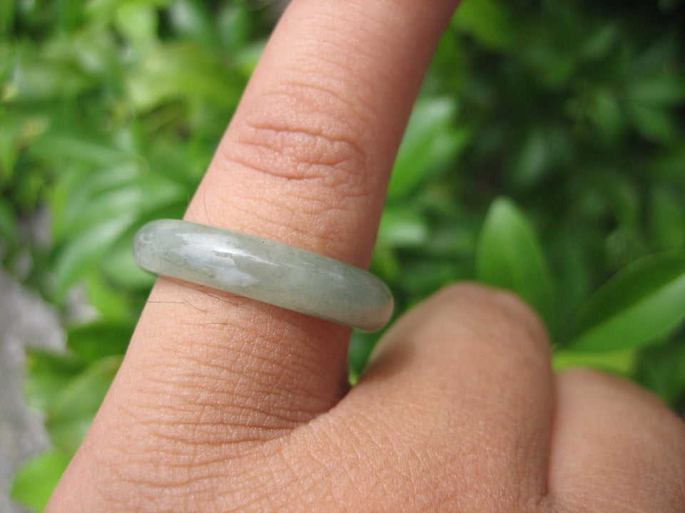 Natural Jadeite Jade ring Thailand jewelry stone mineral size  7 US  EB 049