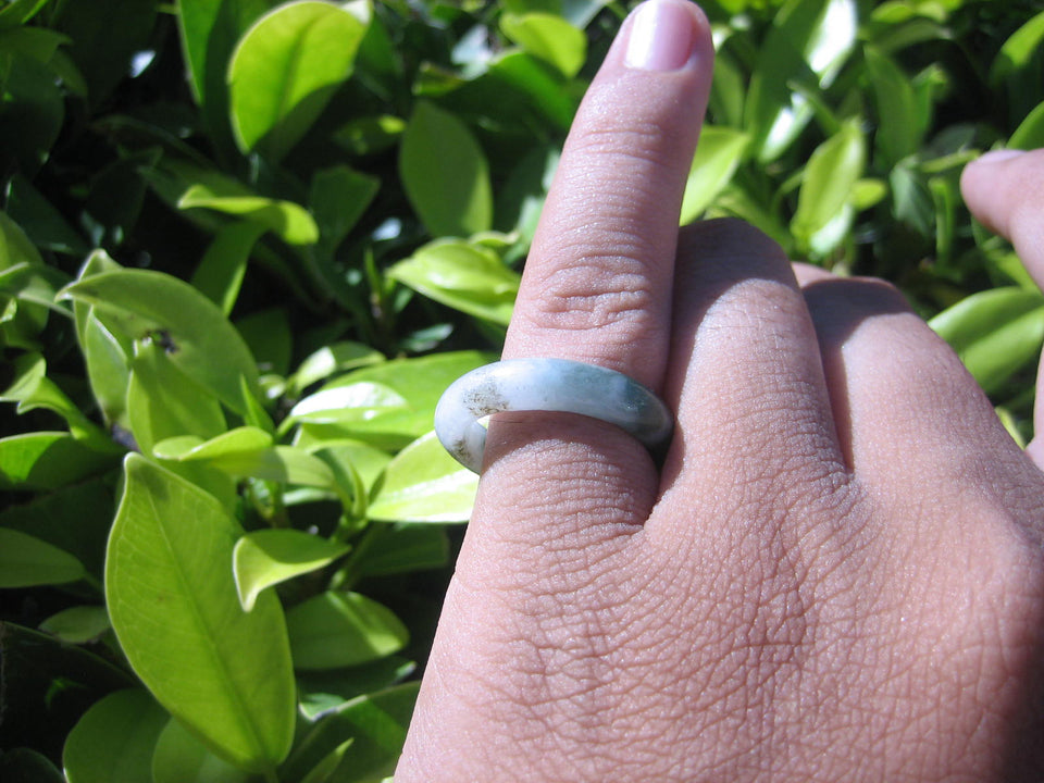 Natural Jadeite Jade ring Thailand jewelry stone mineral size 7 US   E 5945