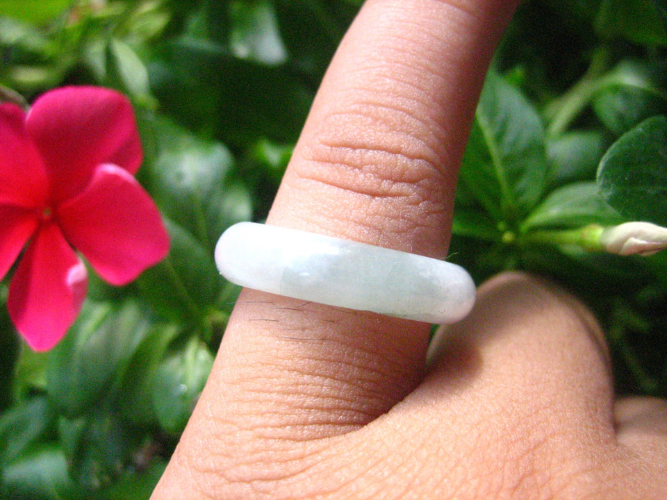 Large Natural Jadeite Jade Ring Thailand Jewelry Art Size 6.75 EB 511