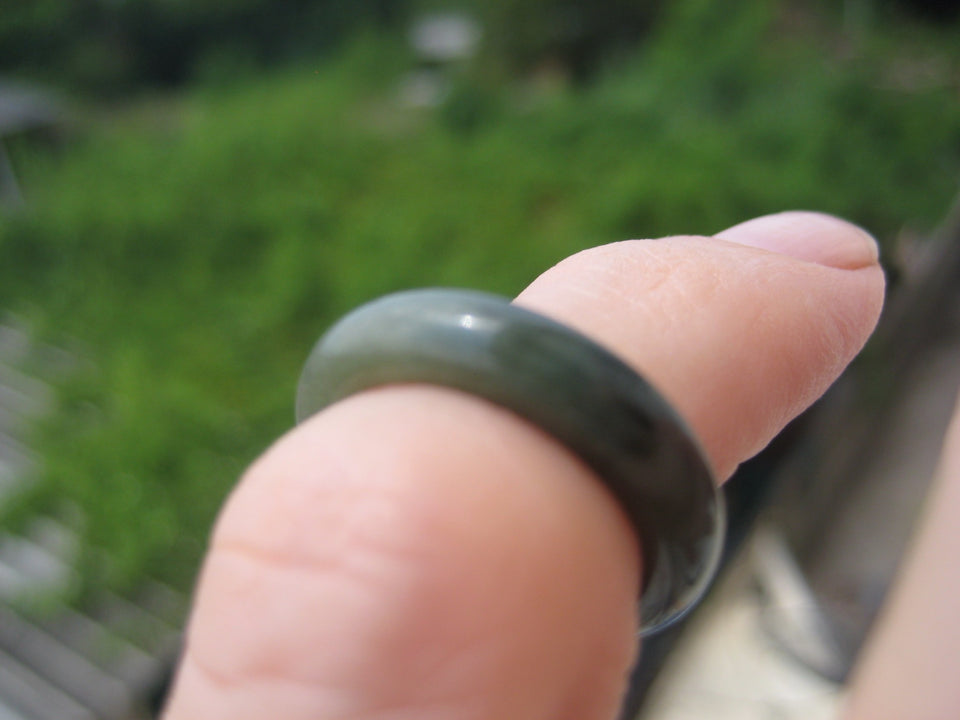 Natural Jadeite Jade ring Thailand jewelry stone mineral size 4.5 US   E 5950