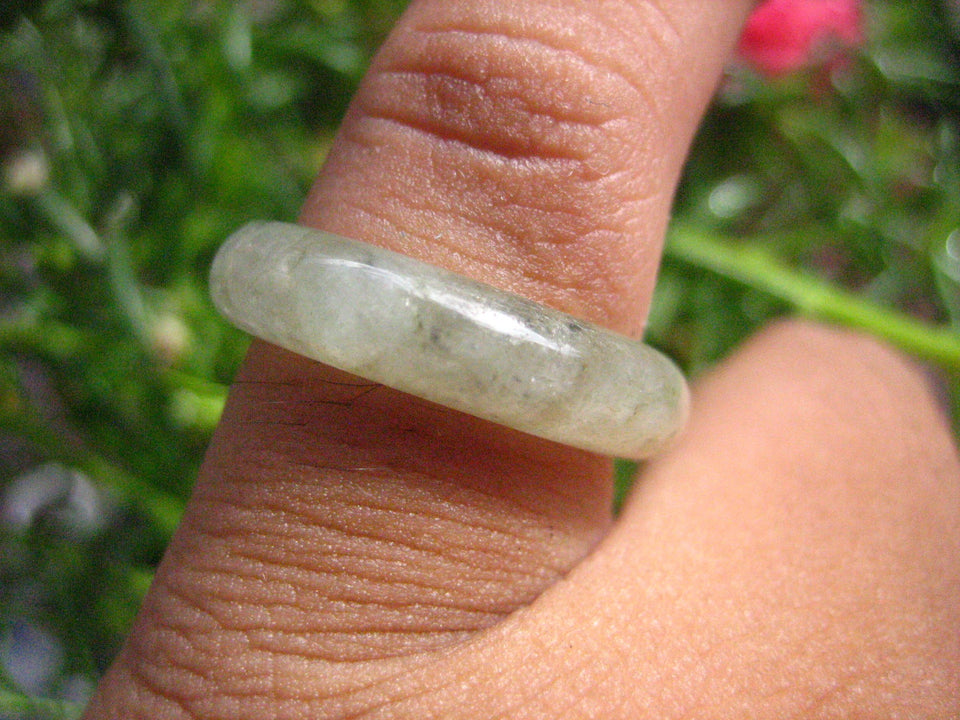 Large Natural Jadeite Jade Ring Thailand Jewelry Art Size 6.75 EB 526