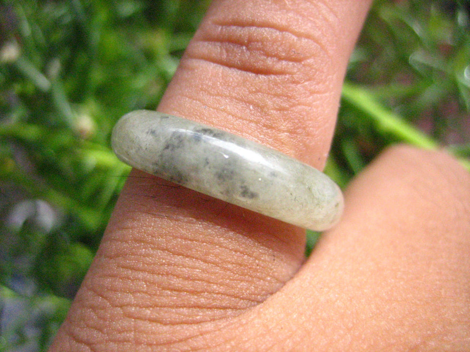Large Natural Jadeite Jade Ring Thailand Jewelry Art Size 6.75 EB 526