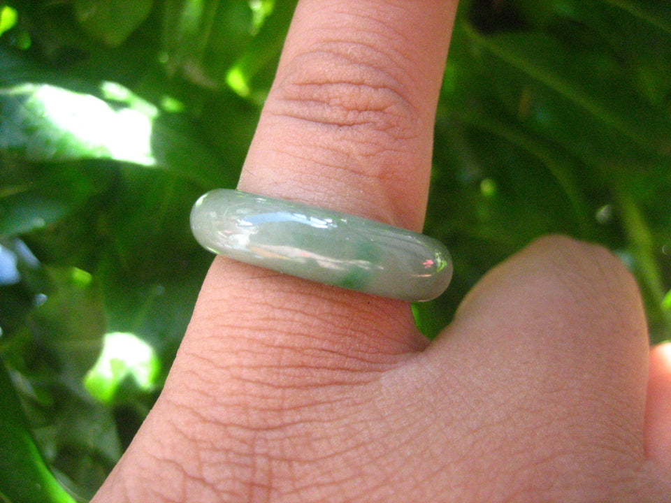 Natural Jadeite Jade Ring Thailand Jewelry Art Size 6.75 EB 532