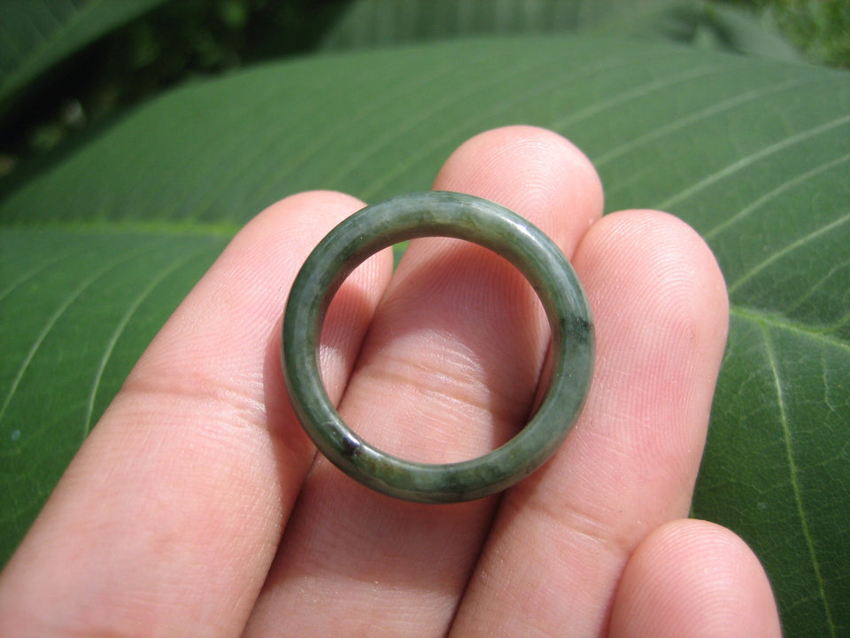 Natural Jadeite Jade ring Thailand jewelry stone mineral size 7 US  EA 076
