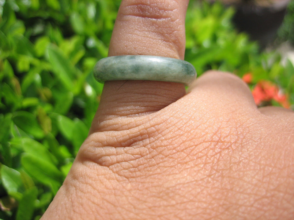 Natural Jadeite Jade ring Thailand jewelry stone mineral size 7 US  EA 081