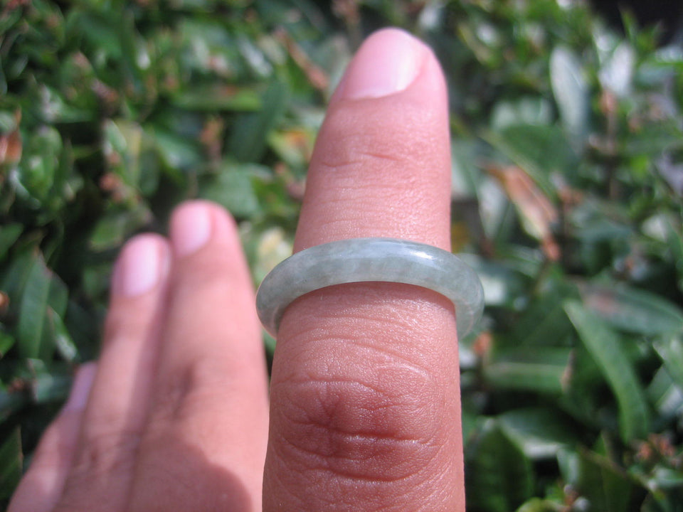Natural Jadeite Jade ring Thailand jewelry stone mineral size 7 US   E 5955