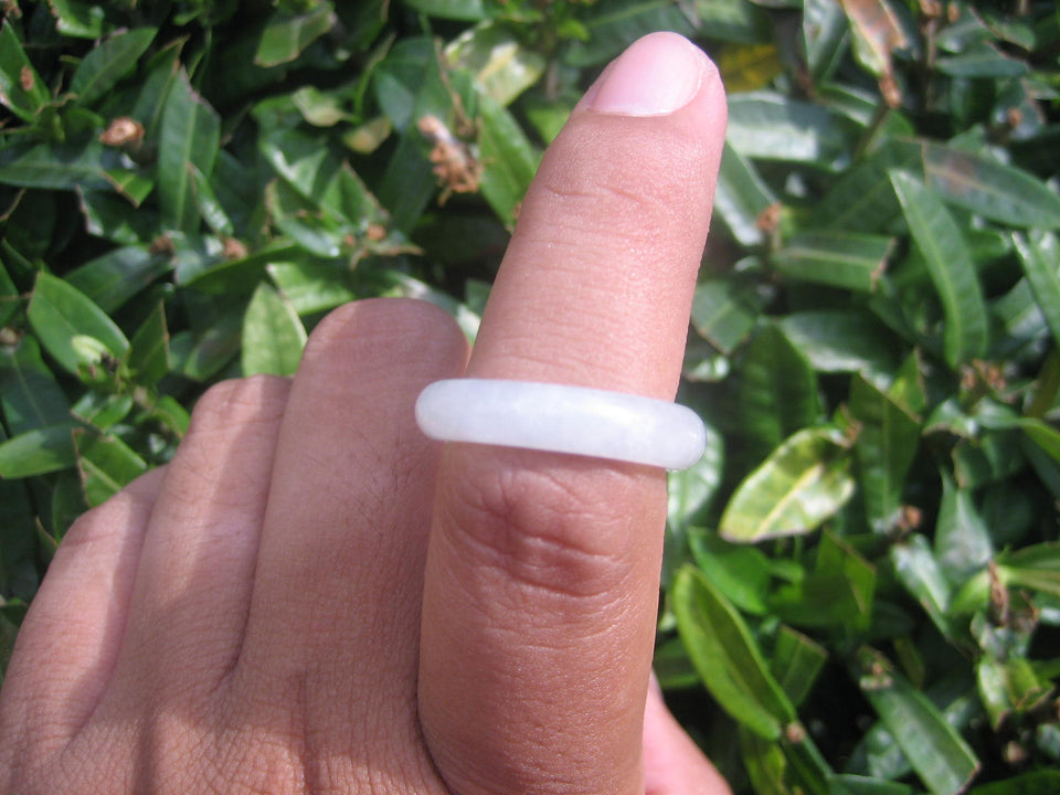 Natural Jadeite Jade ring Thailand jewelry stone mineral size 6.5 US   E 5959