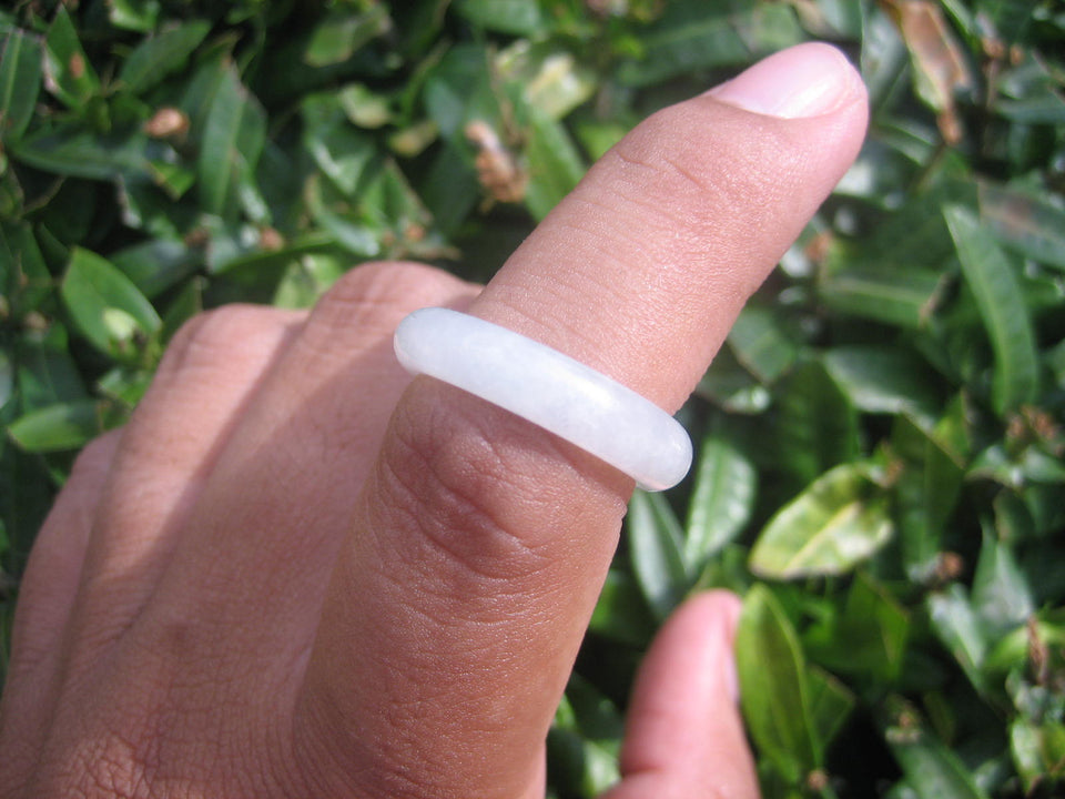 Natural Jadeite Jade ring Thailand jewelry stone mineral size 6.5 US   E 5959