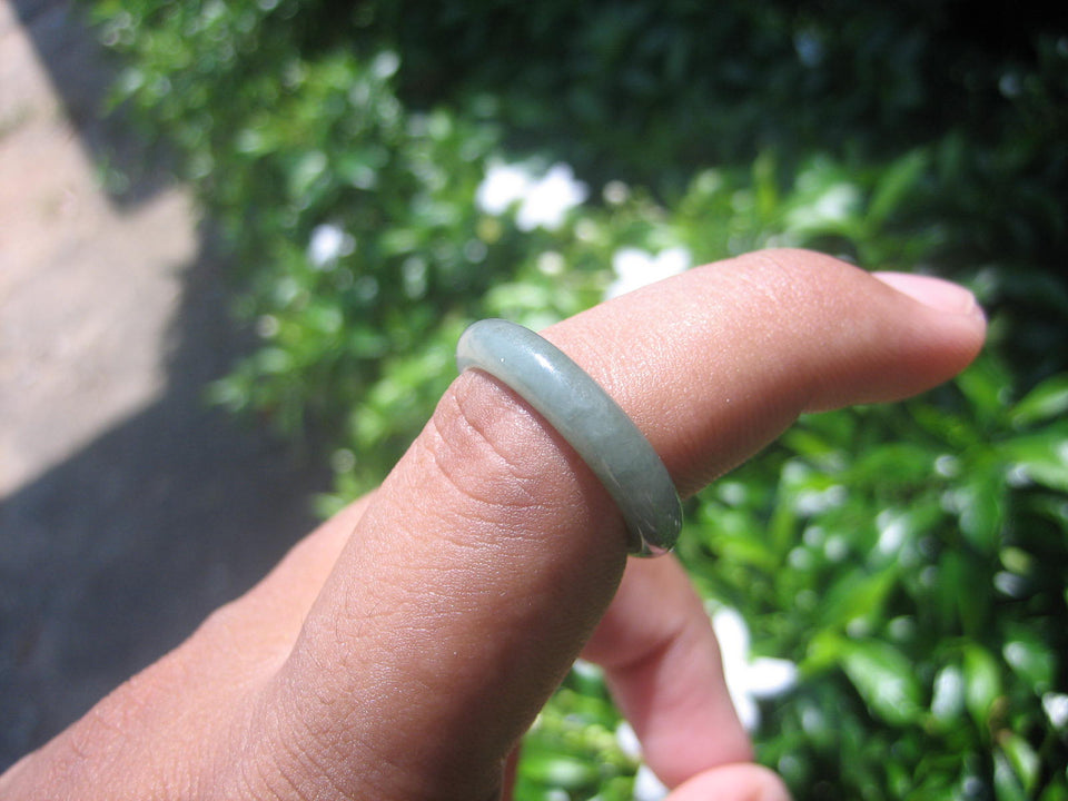 Natural Jadeite Jade ring Thailand jewelry stone mineral size 7 US   E 5975