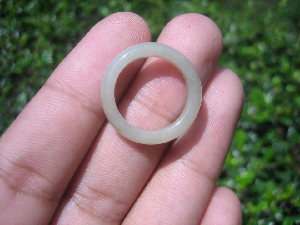 Natural Jadeite Jade ring Thailand jewelry stone mineral size 4.5 US   E 5970
