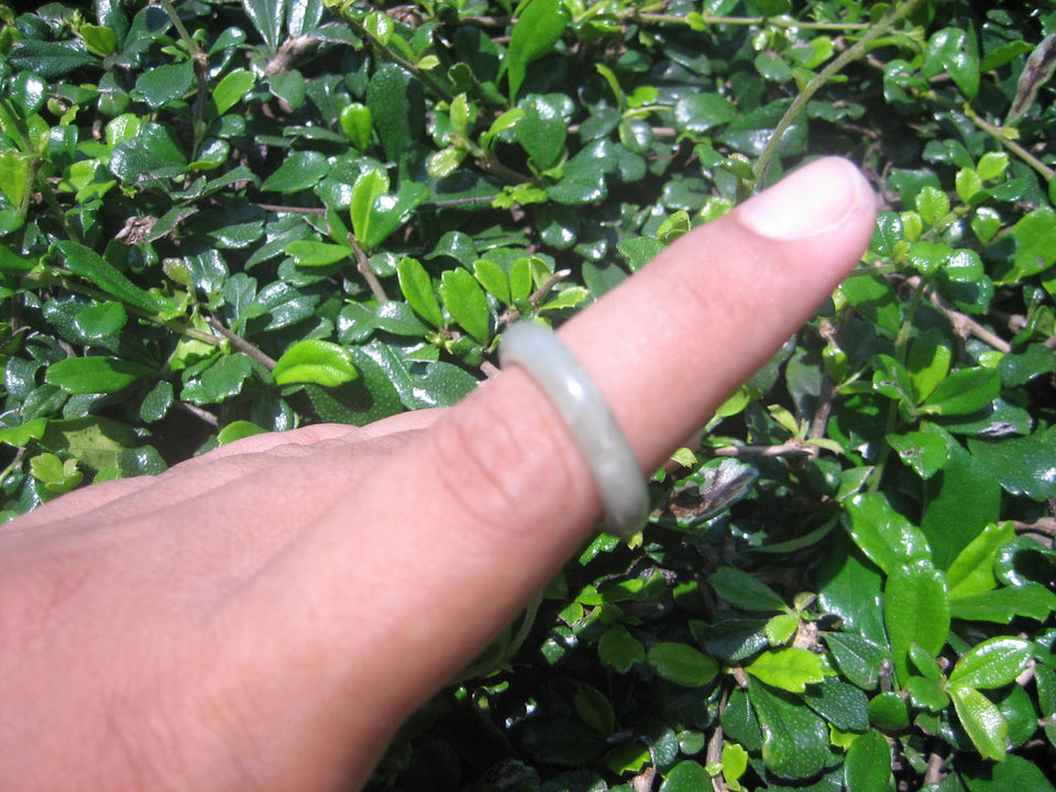 Natural Jadeite Jade ring Thailand jewelry stone mineral size 6.75 US   E 5965