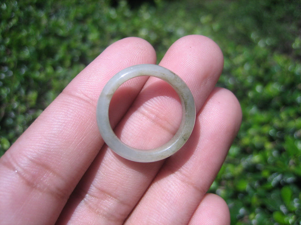 Natural Jadeite Jade ring Thailand jewelry stone mineral size 6.75 US   E 5964