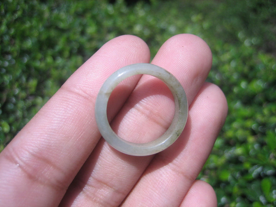 Natural Jadeite Jade ring Thailand jewelry stone mineral size 6.75 US   E 5964