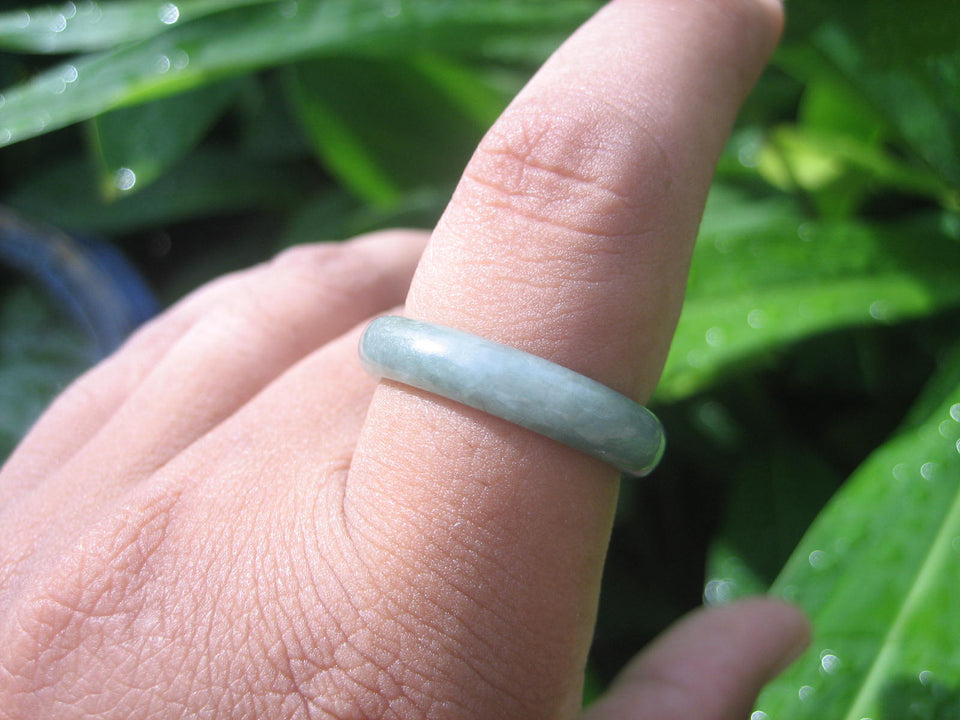 Natural Jadeite Jade ring Thailand jewelry stone mineral size  9.5 US   E 5991