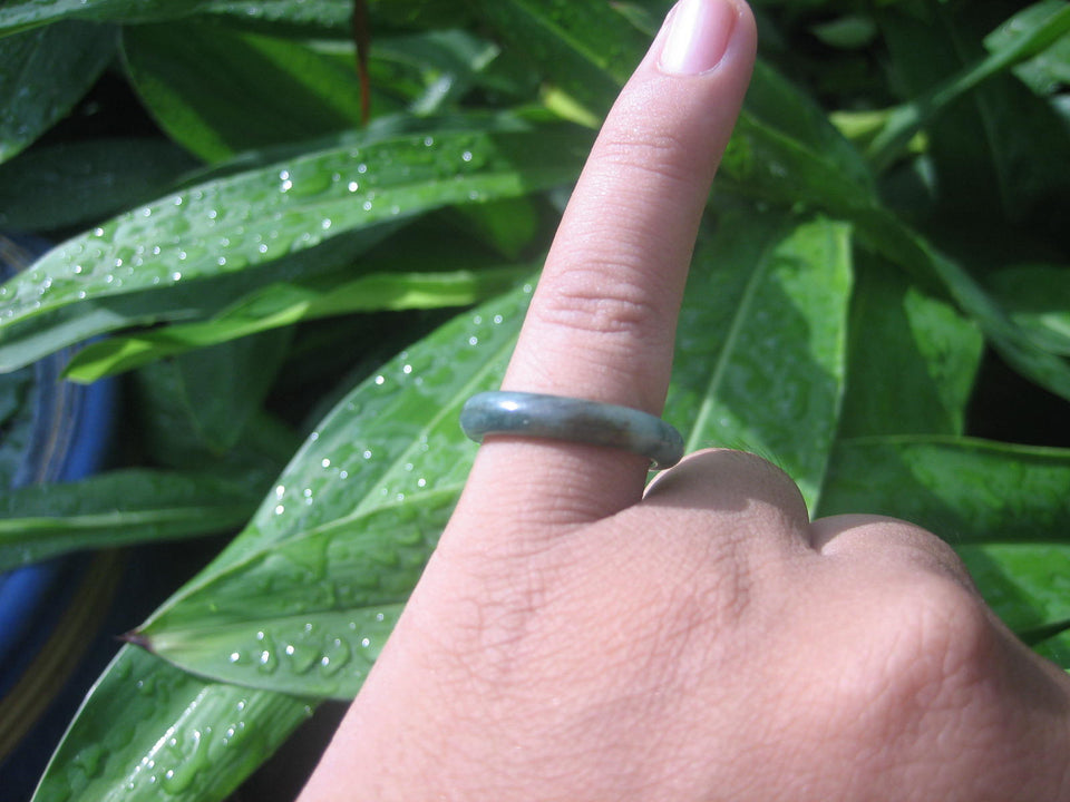 Natural Jadeite Jade ring Thailand jewelry stone mineral size 6.75 US   E 5988
