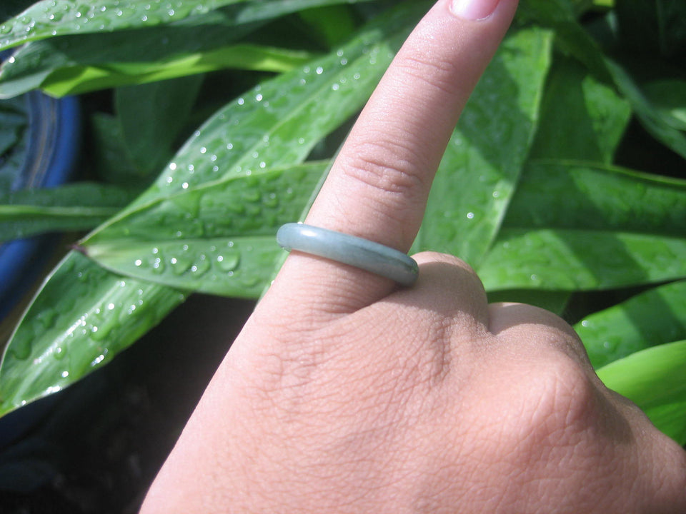 Natural Jadeite Jade ring Thailand jewelry stone mineral size 6.75 US   E 5988