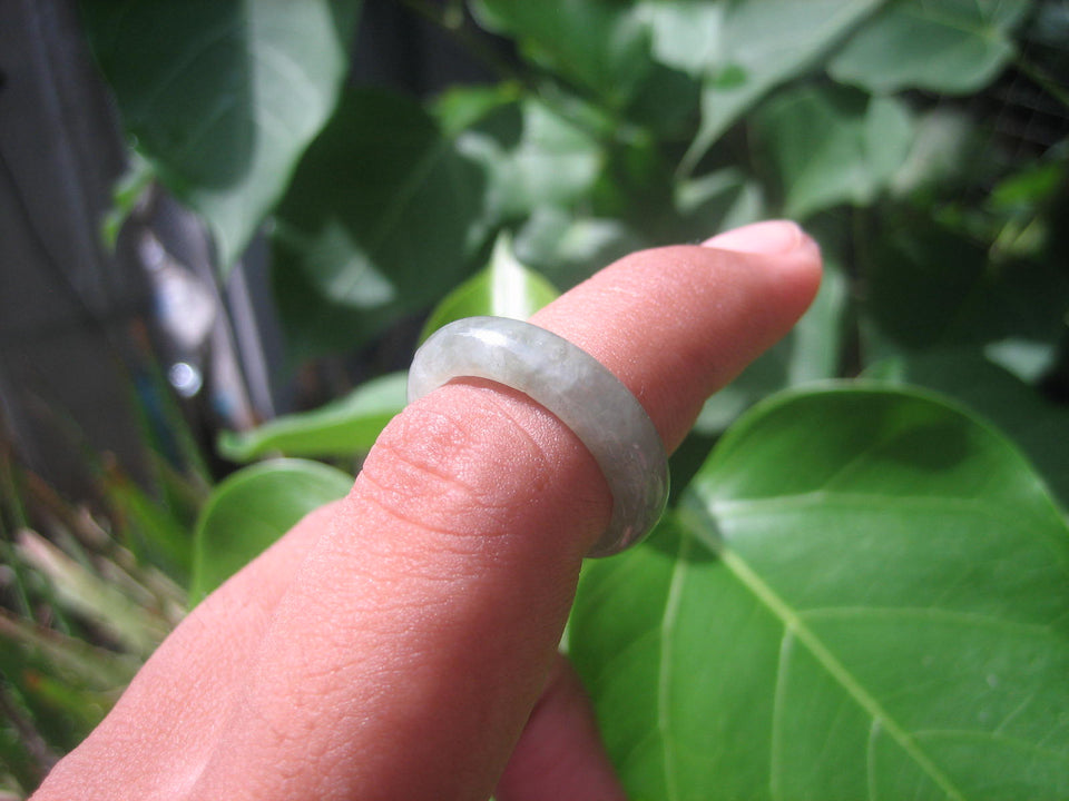 Natural Jadeite Jade ring Thailand jewelry stone mineral size 7 US   E 5982
