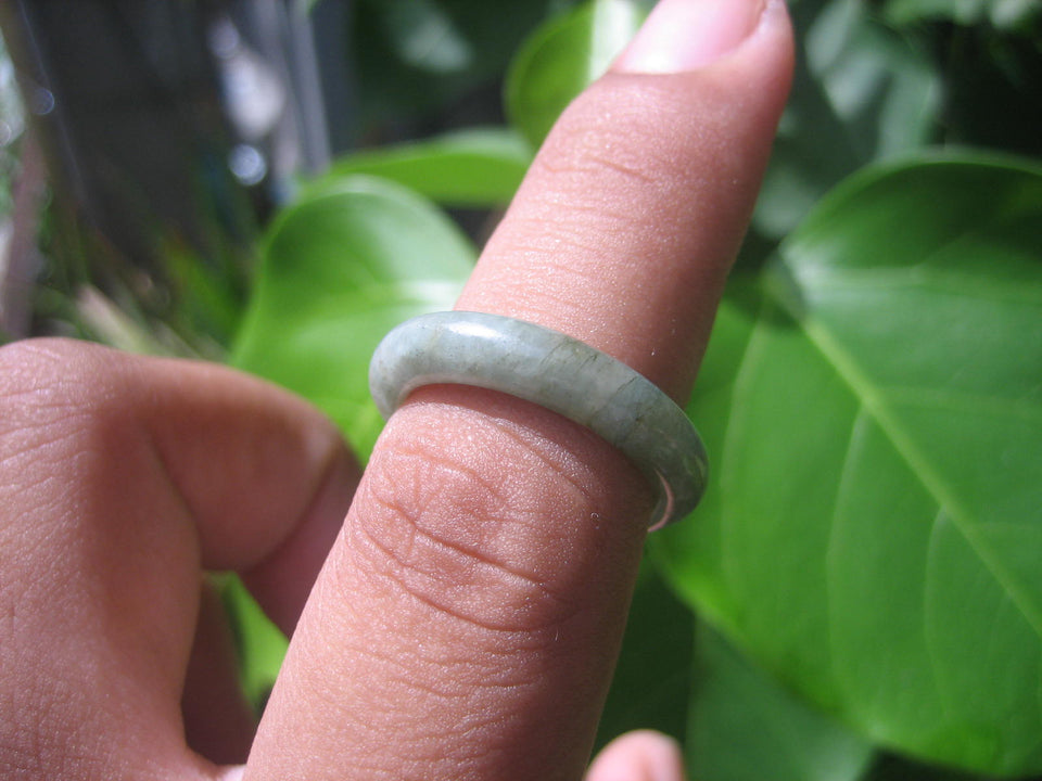 Natural Jadeite Jade ring Thailand jewelry stone mineral size 6.25 US   E 5981