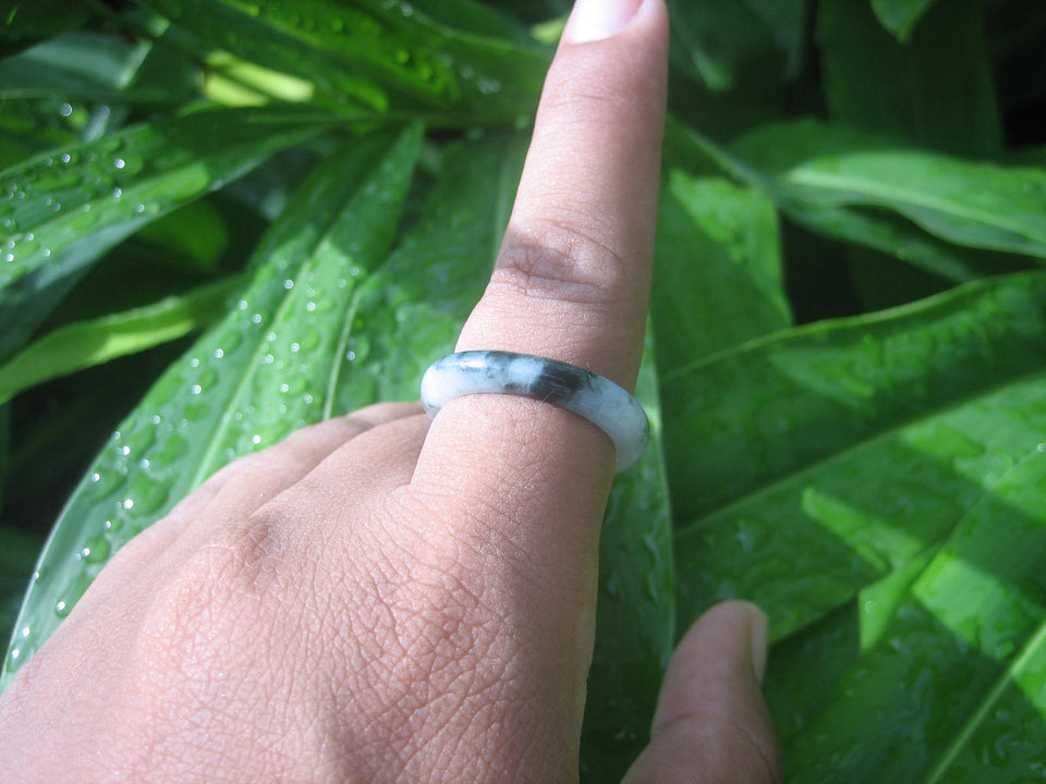 Natural Jadeite Jade ring Thailand jewelry stone mineral size  9 US   E 5989