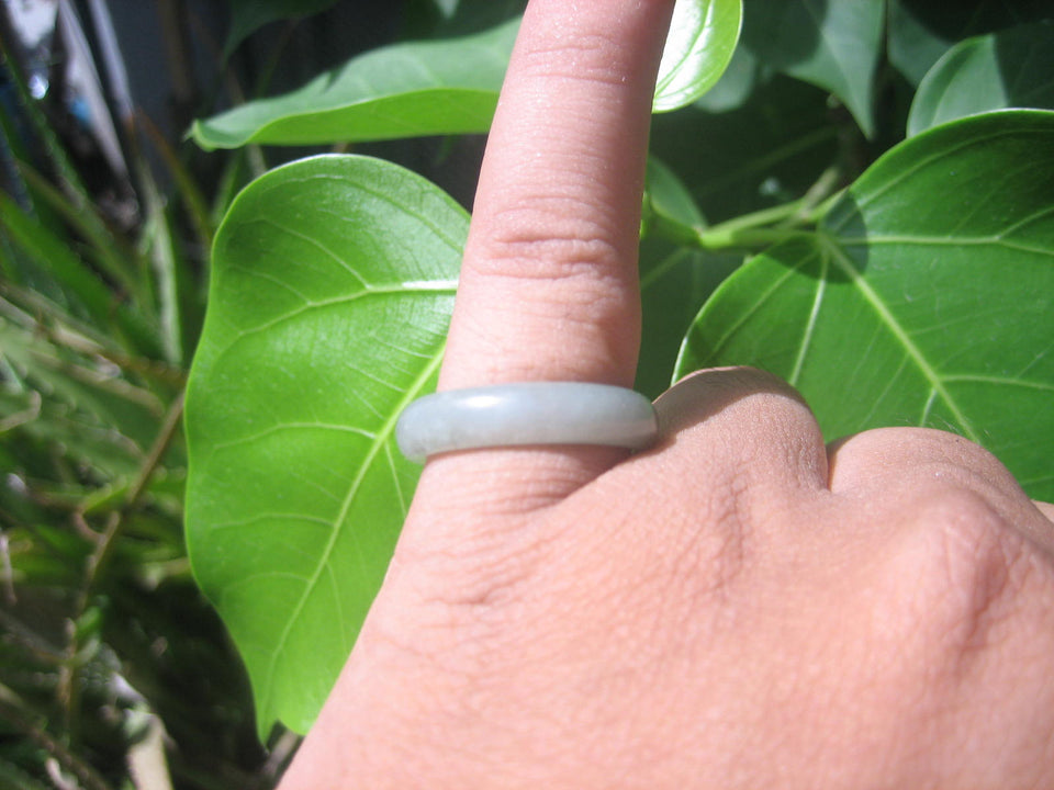 Natural Jadeite Jade ring Thailand jewelry stone mineral size 6.75 US   E 5980