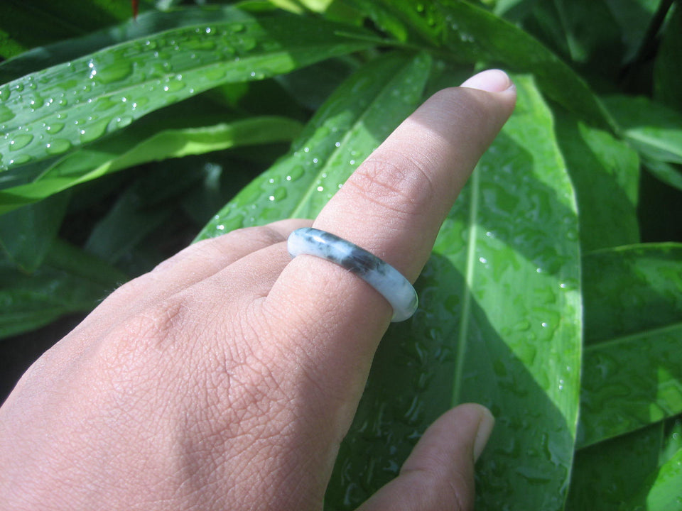 Natural Jadeite Jade ring Thailand jewelry stone mineral size  9 US   E 5989