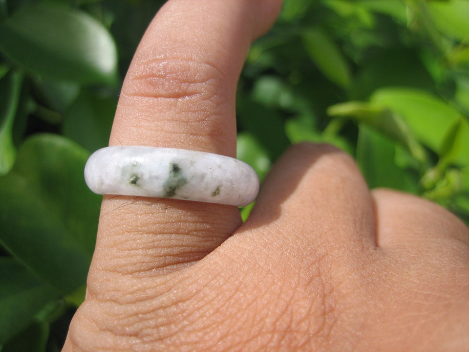 Natural Jadeite Jade ring Thailand jewelry stone mineral size 7 US  EA 090