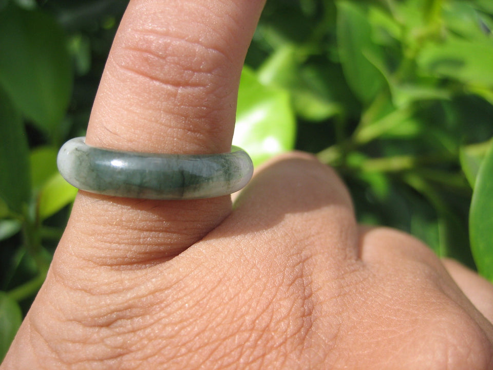 Natural Jadeite Jade ring Thailand jewelry stone mineral size 6.75 US  EA 089