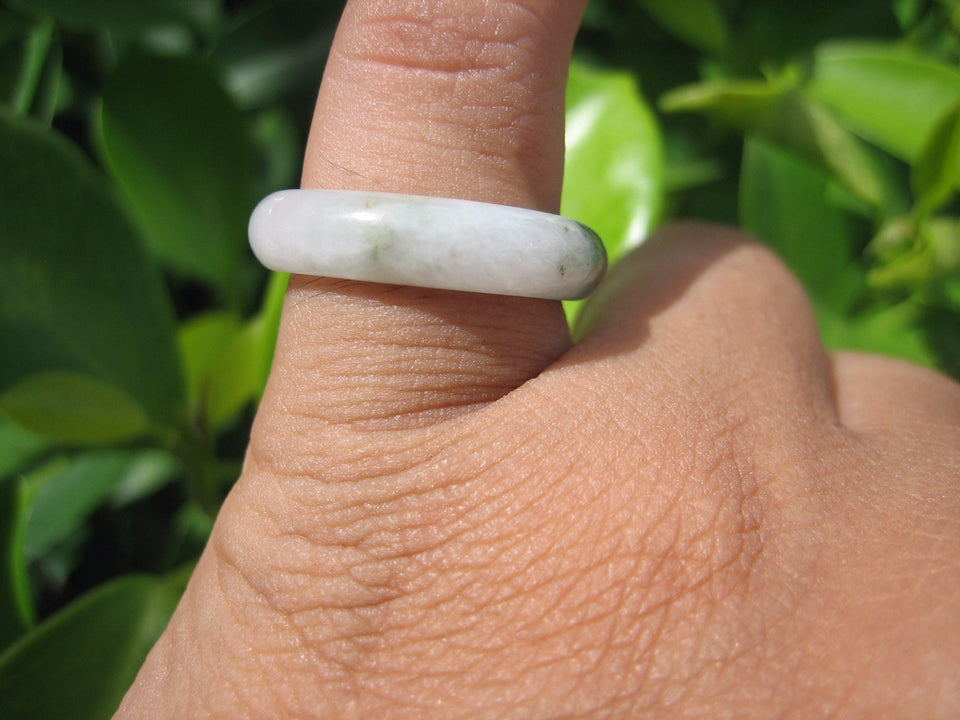 Natural Jadeite Jade ring Thailand jewelry stone mineral size 6.75 US  EA 089