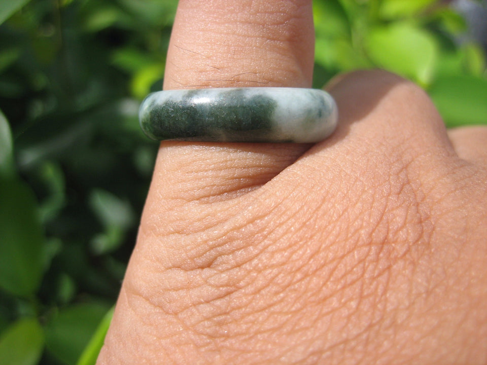 Natural Jadeite Jade ring Thailand jewelry stone mineral size 7 US  EA 087