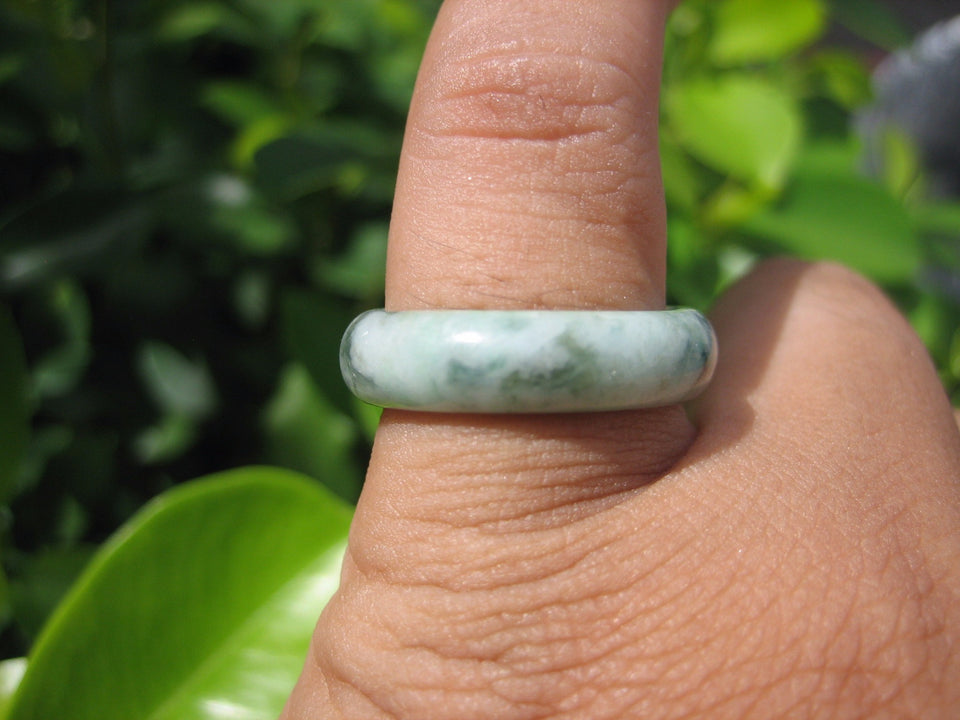Natural Jadeite Jade ring Thailand jewelry stone mineral size 7 US  EA 087