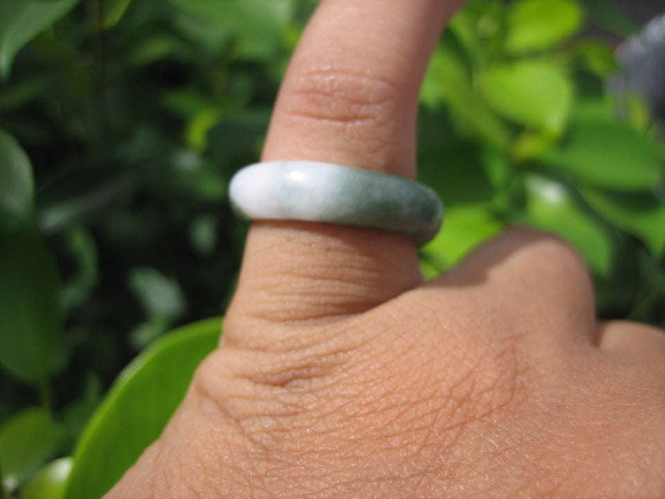 Natural Jadeite Jade ring Thailand jewelry stone mineral size 6.75 US  EA 084