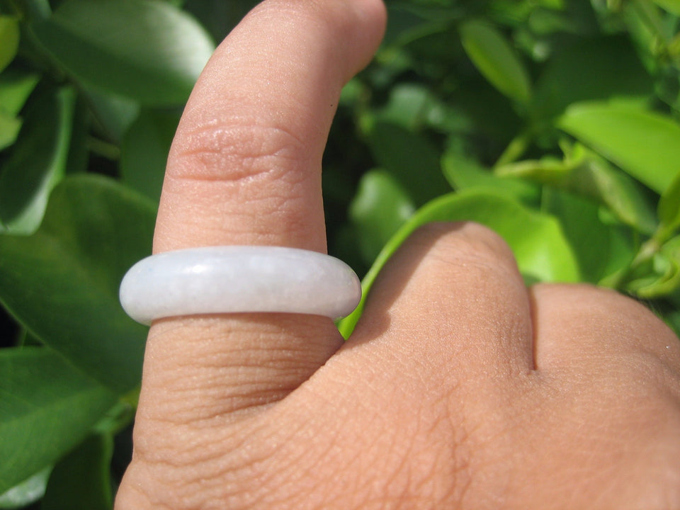 Natural Jadeite Jade ring Thailand jewelry stone mineral size 6.5 US  EA 092